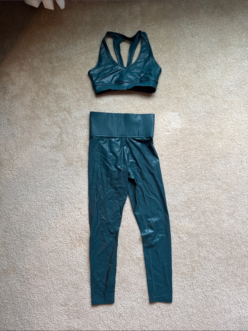 Carbon38 Deep Teal High-Waist Leggings & Racerback Sports Bra Set